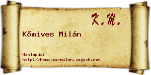 Kőmives Milán névjegykártya